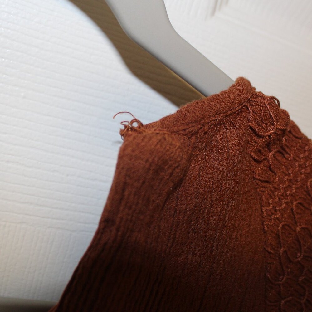 Anthropologie Moon River "Feeling Grateful" Babydoll rust-brown bohemian dress S - Picture 7 of 7